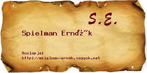 Spielman Ernák névjegykártya